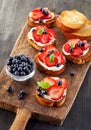 Toasted bread with berries and cream cheese Royalty Free Stock Photo