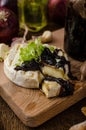 Toasted bread with brie cheese and caramelized onions Royalty Free Stock Photo