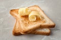 Toasted bread with butter curls Royalty Free Stock Photo