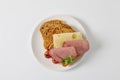 Toasted bread with cheese and ham