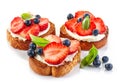 Toasted bread with cream cheese and berries Royalty Free Stock Photo