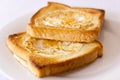 Toasted bread fried with egg inside. Royalty Free Stock Photo