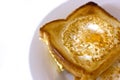 Toasted bread fried with egg inside. Royalty Free Stock Photo