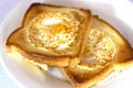 Toasted bread fried with egg inside. Isolated Royalty Free Stock Photo