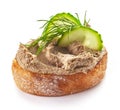 Toasted bread with homemade liver pate