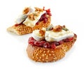 Toasted bread with jam and brie Royalty Free Stock Photo