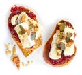 Toasted bread with jam and brie Royalty Free Stock Photo