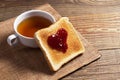 Toasted bread with jam and tea Royalty Free Stock Photo