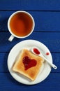 Toasted bread with jam and tea Royalty Free Stock Photo