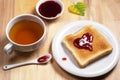 Toasted bread with jam and tea Royalty Free Stock Photo