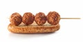 Toasted bread with meat balls Royalty Free Stock Photo