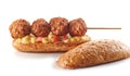 Toasted bread with meat balls Royalty Free Stock Photo