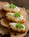 Toasted bread with a salted codfish mousse Royalty Free Stock Photo
