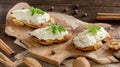 Toasted bread with a salted codfish mousse Royalty Free Stock Photo