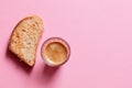 Espresso and Toast on Pink Royalty Free Stock Photo