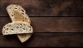 Toasted Bread Slices on Rustic Wooden Table, Copy Space