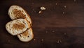 Toasted Bread Slices on Rustic Wooden Table, Copy Space