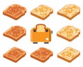 Toasted bread slices and toaster. vector