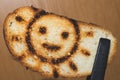 Toasted bread with smiling sun picture Royalty Free Stock Photo