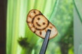 Toasted bread with smiling sun picture Royalty Free Stock Photo