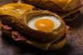 Toasted cheese bread with egg inside Royalty Free Stock Photo