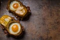 Toasted cheese bread with egg inside Royalty Free Stock Photo