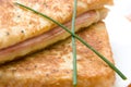 Toasted cheese and ham sandwiches with chives