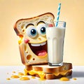 Toasted grilled cheese sandwich milk delicious lunch meal