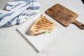 Toasted half sandwich with ham, cheese and lettuce Royalty Free Stock Photo