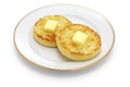 Toasted homemade crumpets with butter Royalty Free Stock Photo