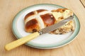 Toasted hot cross bun Royalty Free Stock Photo