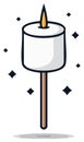 Toasted Marshmallow on Stick with Glowing Sparkles Royalty Free Stock Photo