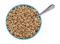 Toasted oat cereal in a bowl with a spoon Royalty Free Stock Photo