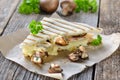 Toasted panini with ham and mushrooms Royalty Free Stock Photo