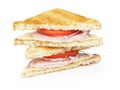 Toasted sandwich with ham, cheese and vegetables Royalty Free Stock Photo