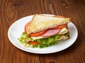 Toasted sandwich with ham, cheese and vegetables Royalty Free Stock Photo