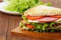 Toasted sandwich with ham, cheese and vegetables Royalty Free Stock Photo