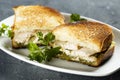 Toasted sandwiches with chicken and pesto