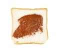 Toasted slice bread with chocolate spread isolated on white background Royalty Free Stock Photo