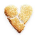 Toasted slice of white bread heart shape Royalty Free Stock Photo