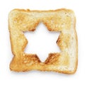 Toasted slice of white bread with hole star shape Royalty Free Stock Photo