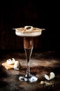 Toasted smores martini with chocolate liquor, cream, marshmallow and graham cracker rim. Royalty Free Stock Photo