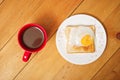 Toaster bread with half boiled egg and coffee Royalty Free Stock Photo