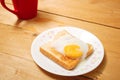 Toaster bread with half boiled egg and coffee Royalty Free Stock Photo