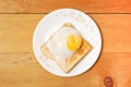 Toaster bread with half boiled egg Royalty Free Stock Photo