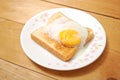 Toaster bread with half boiled egg Royalty Free Stock Photo