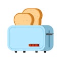 Toaster and bread isolated. electrical device for making toast. Flat vector illustration Royalty Free Stock Photo