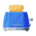 Toaster with Grilled Toast Bread, Household Kitchen Appliance Flat Style Vector Illustration on White Background Royalty Free Stock Photo