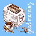 Toaster sketch vector illustration. hand drawn