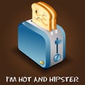 Toaster and sliced bread with face expression cartoon